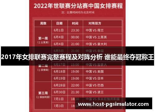 2017年女排联赛完整赛程及对阵分析 谁能最终夺冠称王